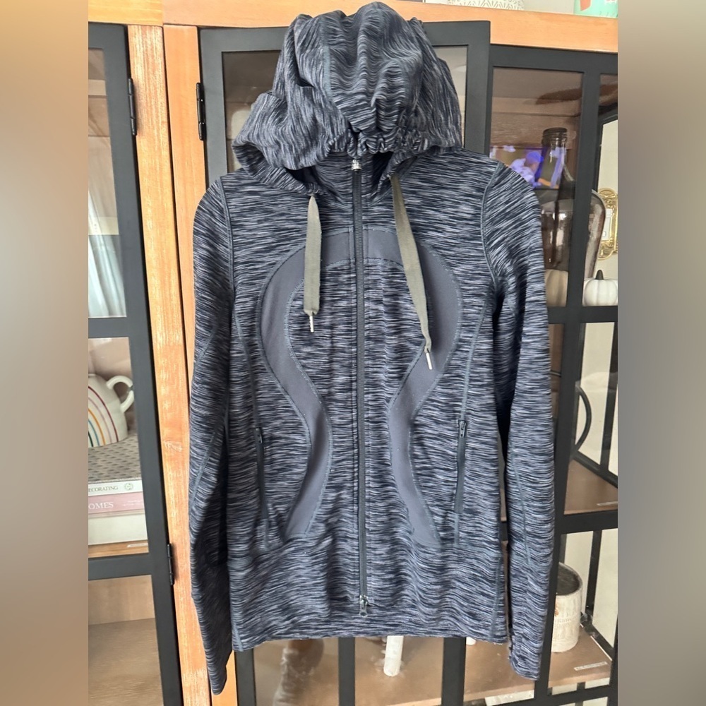 Lululemon Stride Jacket hoodie full zipper up Wren Space Dye heathered charcoal